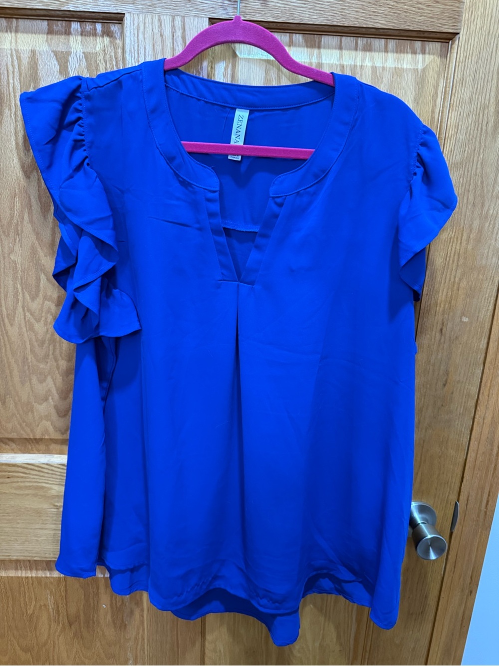 Zenana Outfitters Royal Blue Ruffle Sleeve Blouse